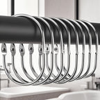 Rust-Resistant Anti-Tangle Oval Snap Shower Curtain Rings (Set of 13)