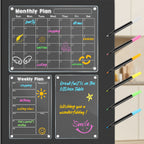 Clear Acrylic Magnetic Dry-Erase Fridge Calendar (With 6 Markers)