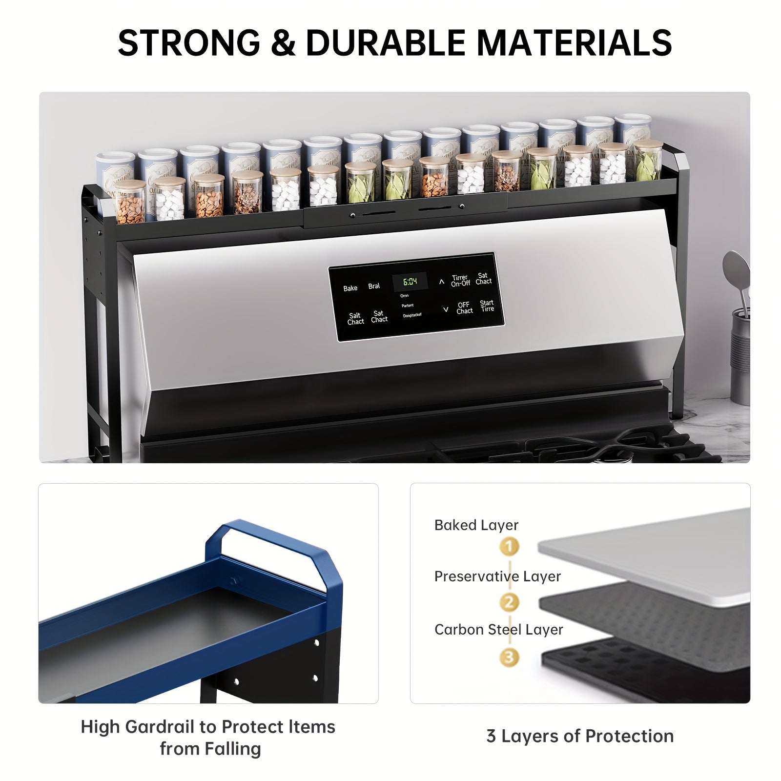 Expandable & Adjustable Powder-Coated Stove Shelf