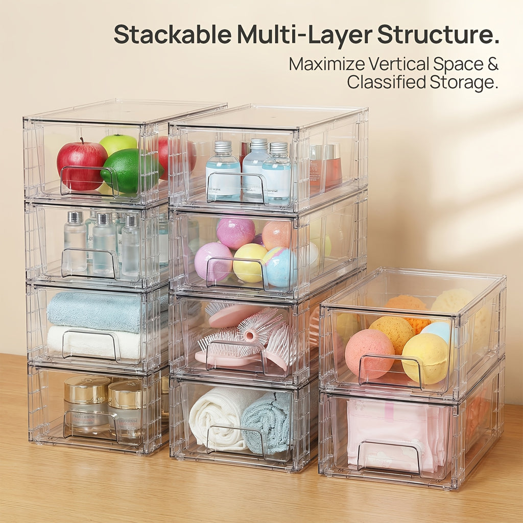 Clear Acrylic Stackable Drawer Bins With Handles