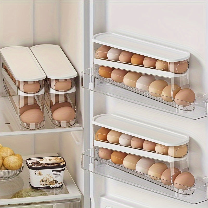 Space-Saving Double-Layer Egg Organizer (Transparent)