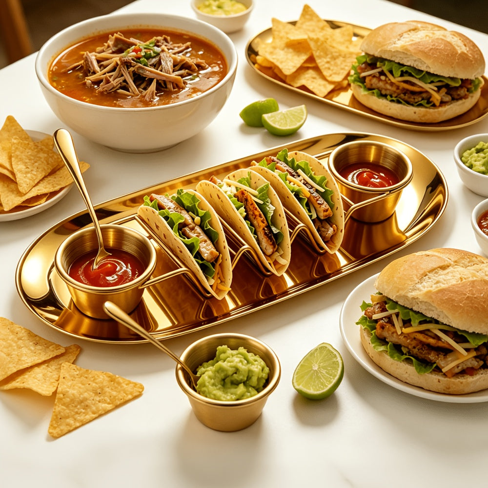 Gold 410 Stainless Steel Taco Serving Set (6-Piece)