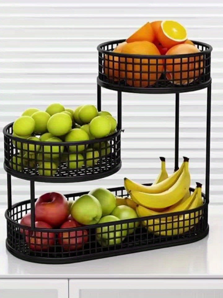 Cast Iron Multi-Tier Oval Fruit Basket