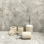 Durable Easy-Clean Beige Sandstone Bathroom Accessories Set (4-Piece)