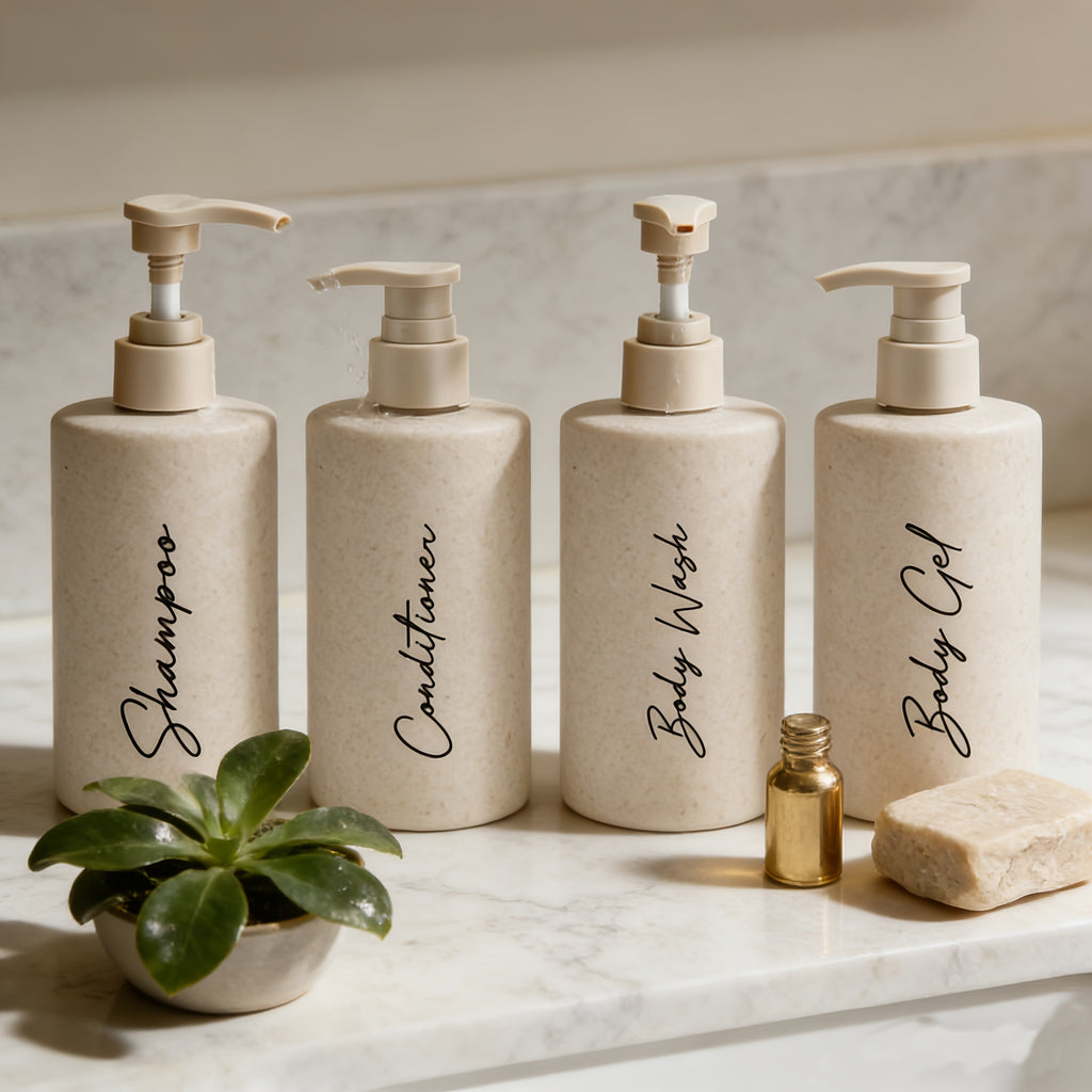 Wheat Straw Refillable Shower Dispensers (4 x 300ml)