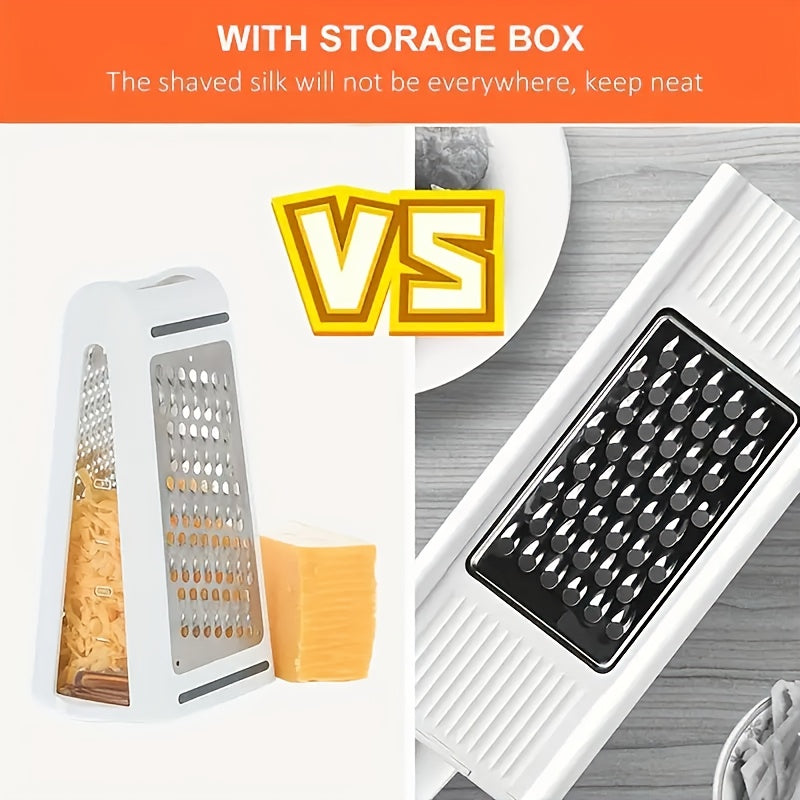 Double-Sided Stainless Steel Grater (Built-In Container)