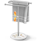 Adjustable Height Suction-Base Towel Rack & Jewelry Tray