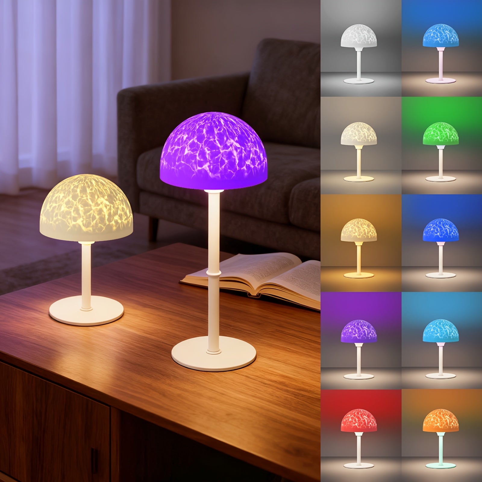Cordless Rechargeable RGB Ocean Wave Shower Lamp