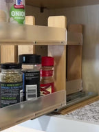 Vertical Space-Saving Bamboo Spice Rack Organizer (3 Sliding Shelves)