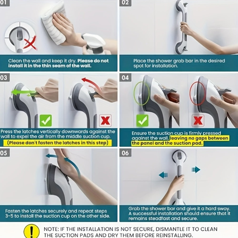 No-Drill Suction-Cup Anti-Slip Grab Bar (17-Inch, Set of 2)
