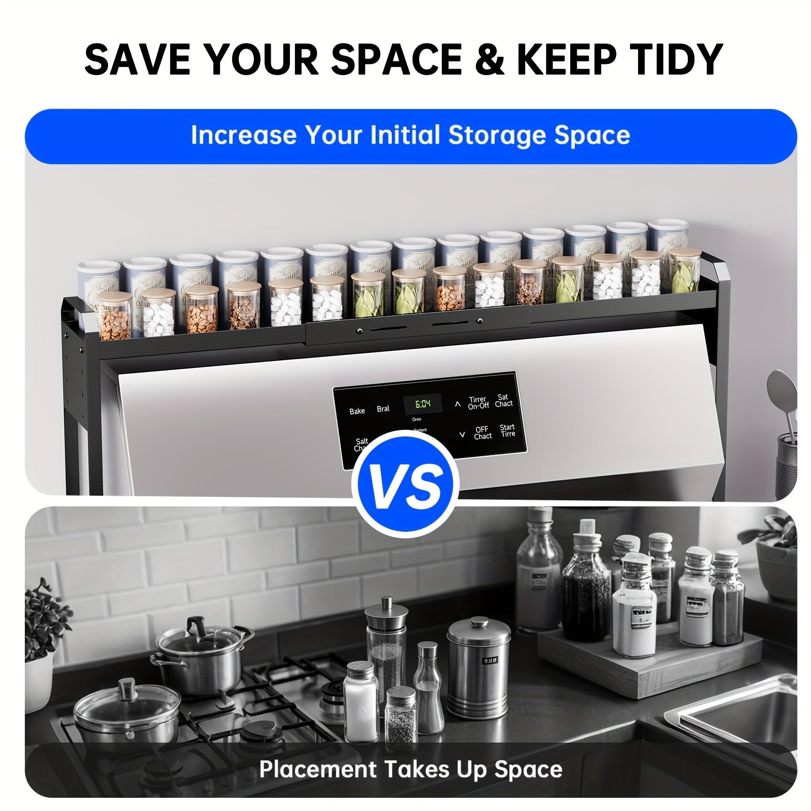 Expandable & Adjustable Powder-Coated Stove Shelf