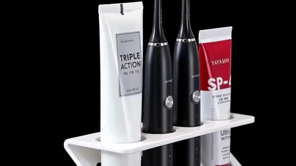 Space-Saving Freestanding Plastic Toothbrush Holder & Drain Rack