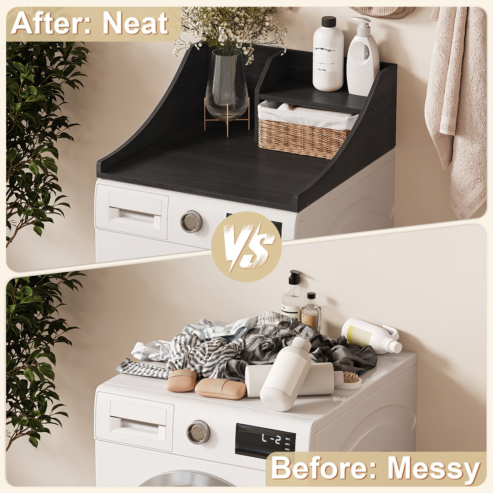 Space-Saving 29-Inch Wooden Laundry Shelf