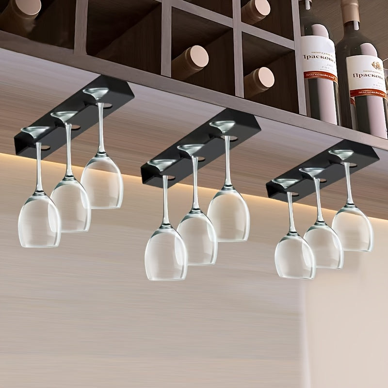 No-Drill Space-Saving Under-Cabinet Wine Glass Rack