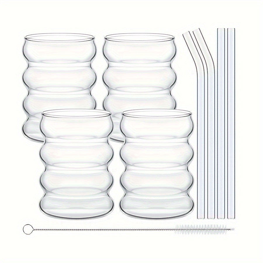High Borosilicate Microwave & Dishwasher-Safe Ripple Tumbler (11.8 fl oz)