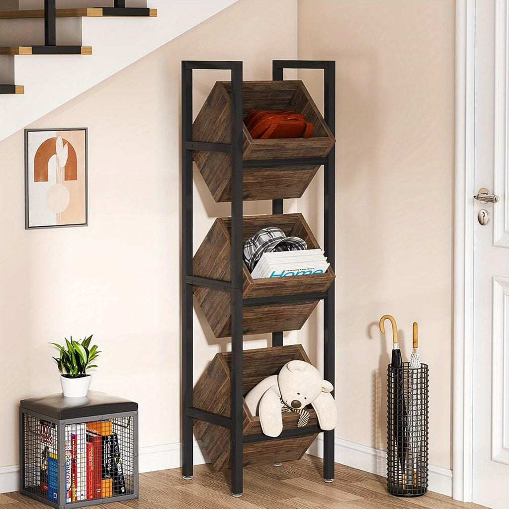 Space-Saving 3-Tier Engineered Wood Snack & Fruit Rack