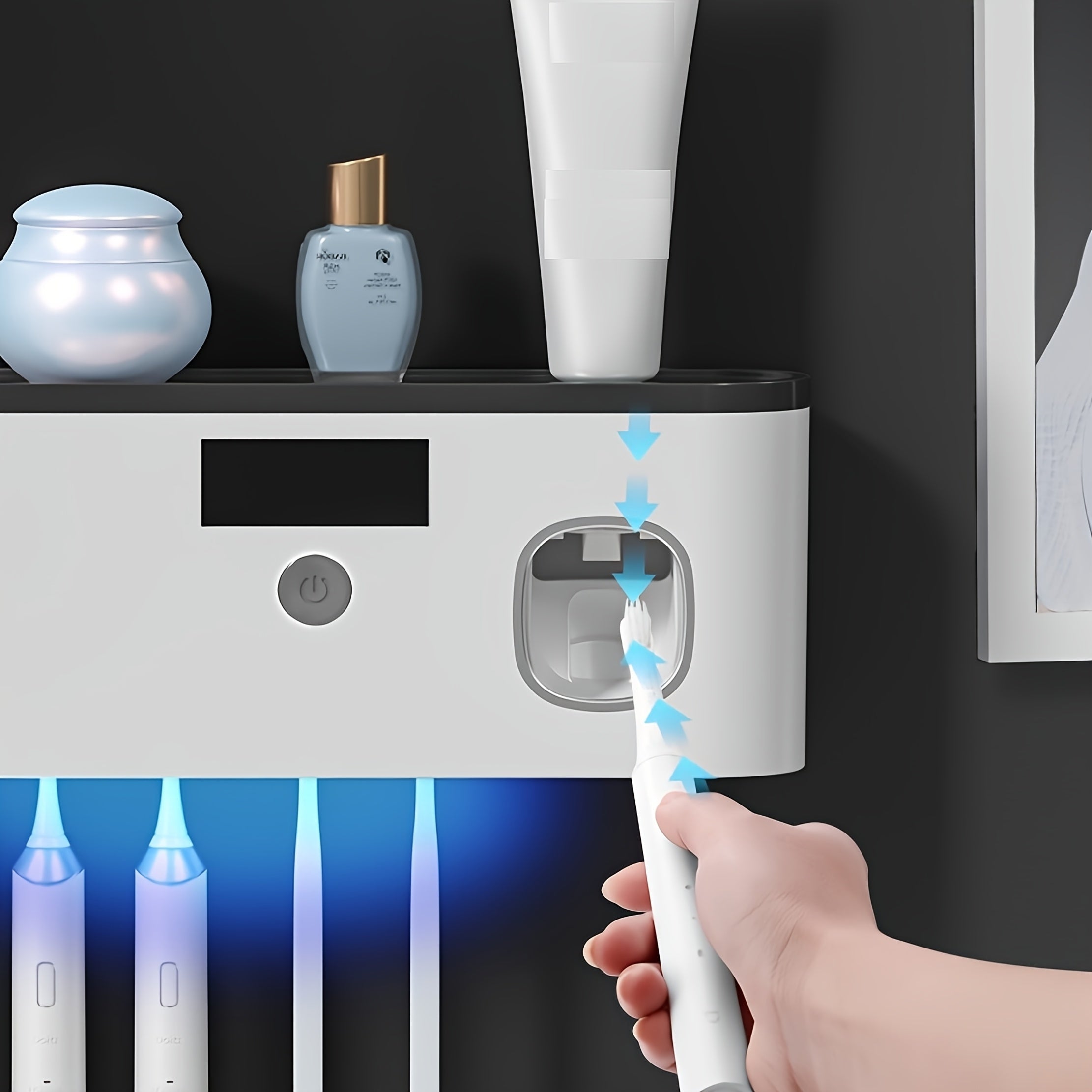 Wall-Mounted USB-Rechargeable Automatic Toothpaste Dispenser & Toothbrush Organizer (5-Slot)