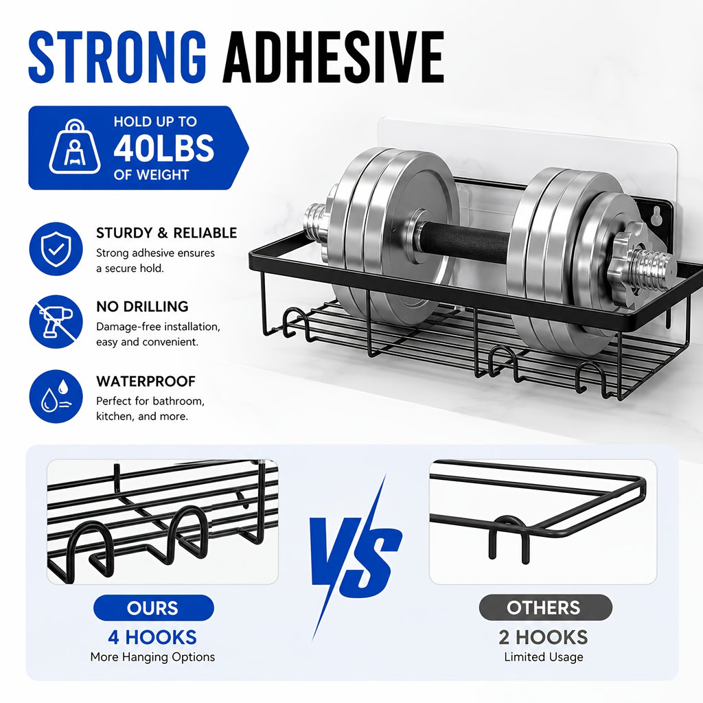 No-Drill Stainless Steel Shower Rack (6-Piece Set)