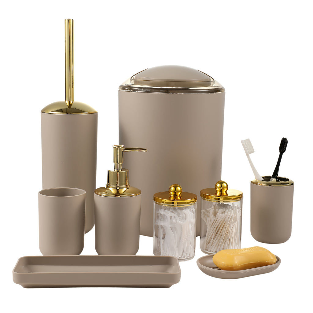 Durable Plastic 9-Piece Bathroom Accessory Set