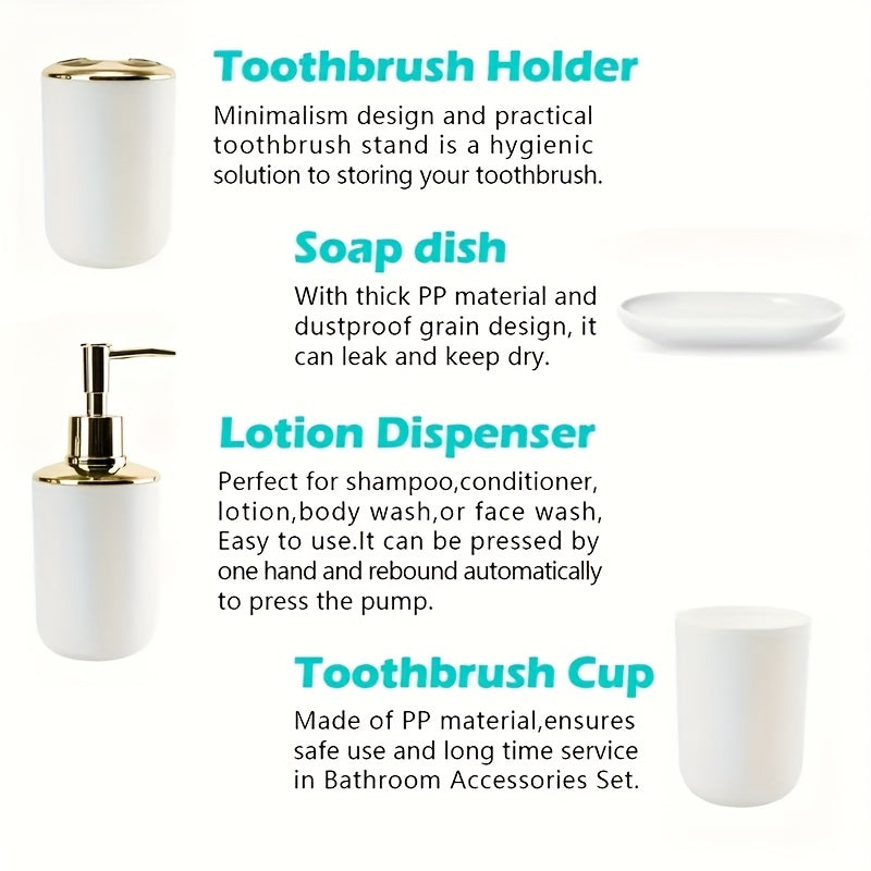 Durable Plastic 9-Piece Bathroom Accessory Set