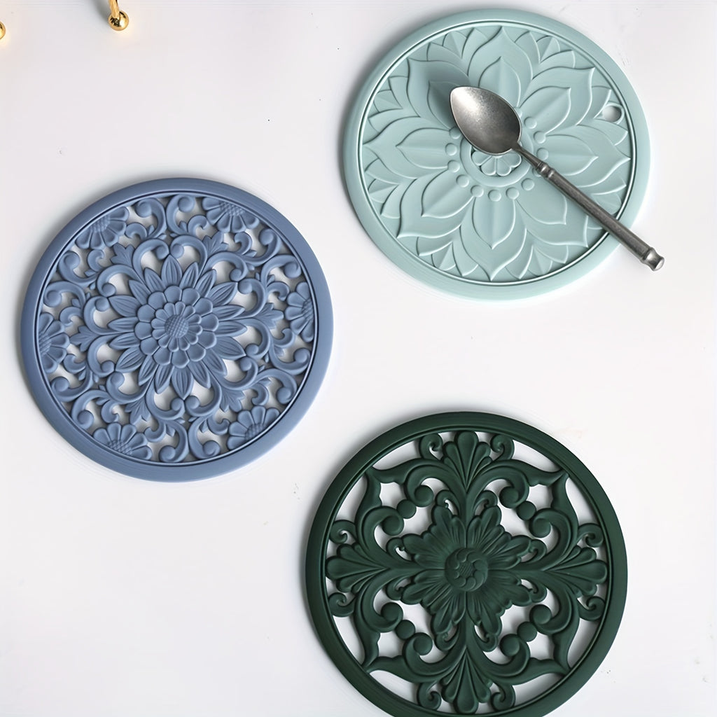 Heat-Resistant Non-Slip Silicone Trivet Set (3-Piece)