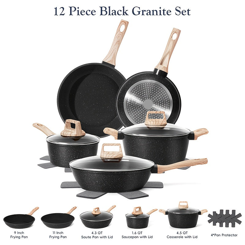Granite Non-Stick Induction-Compatible Cookware Set (12-Piece)