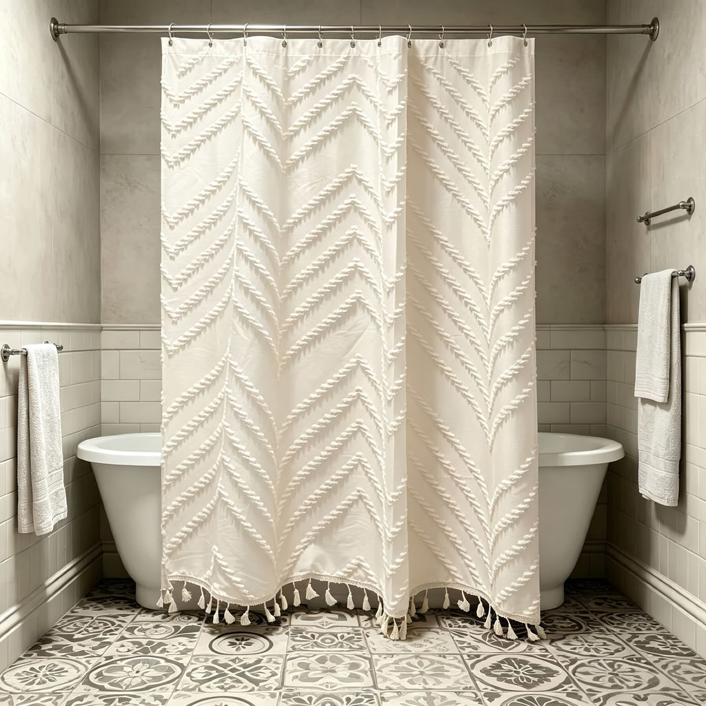 Bohemian 3D Floral Tassel Polyester Shower Curtain (70 x 70 in)