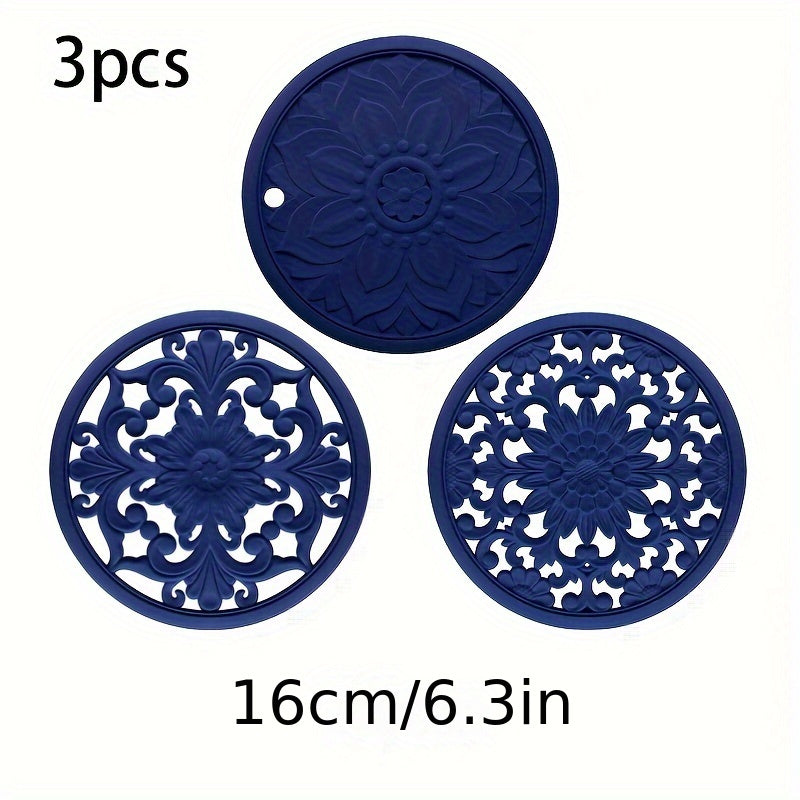 Heat-Resistant Non-Slip Silicone Trivet Set (3-Piece)