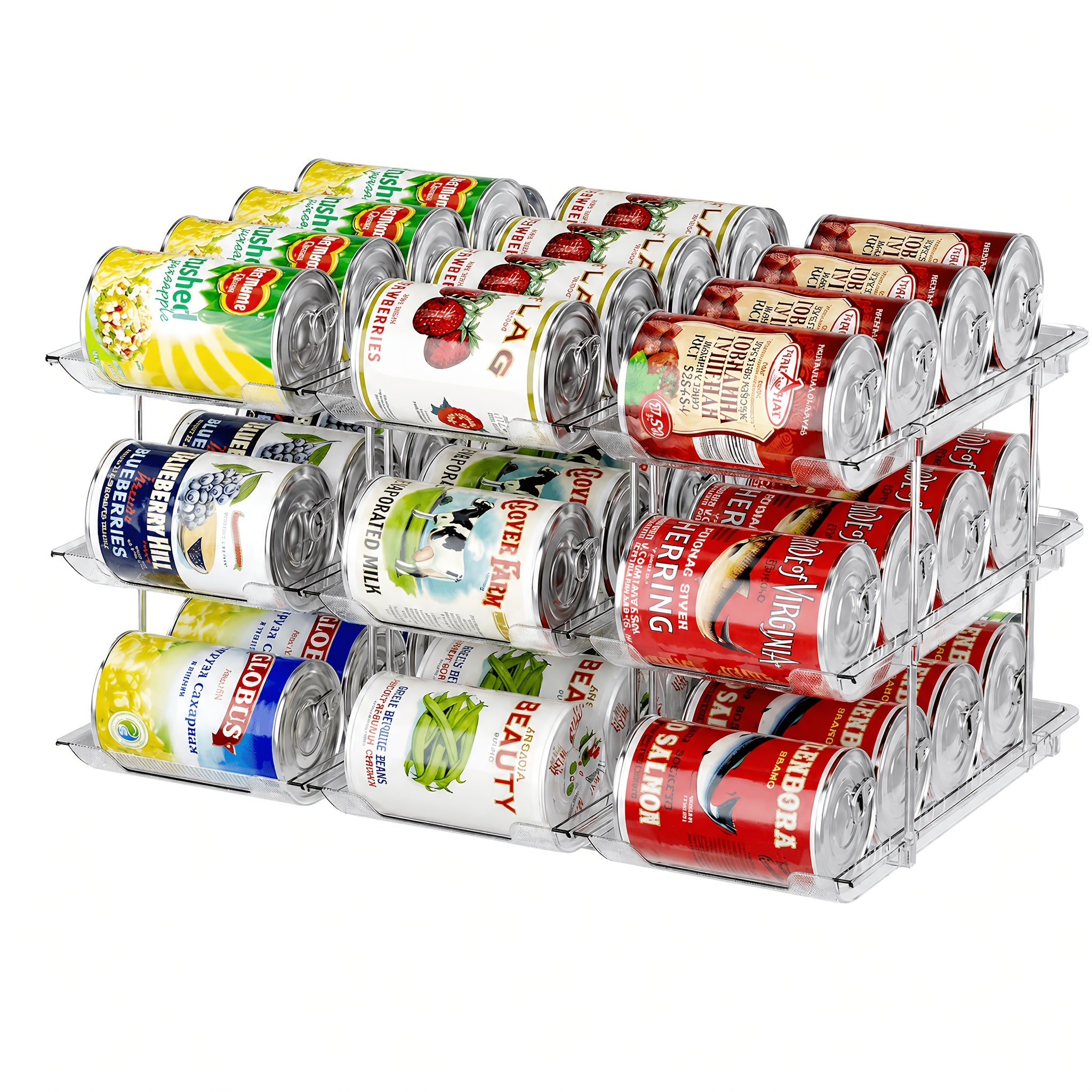 Transparent PET Auto-Roll & Stackable Can Rack (Set of 3)