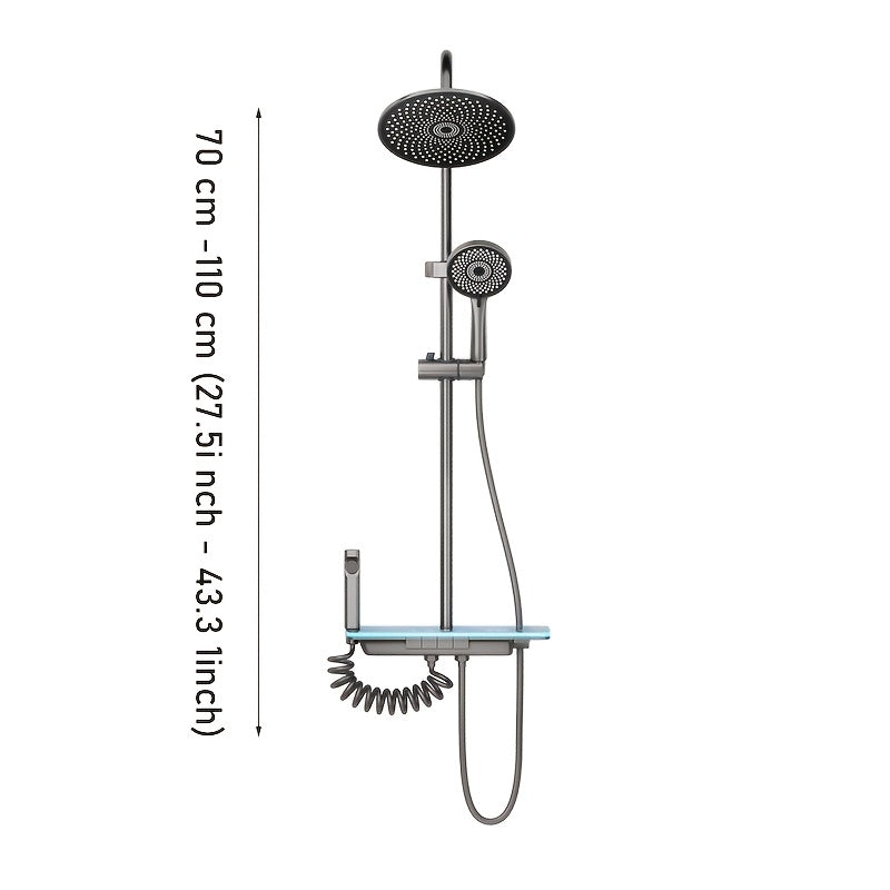 Hydroelectric LED Temperature-Control Wall-Mount Shower Panel