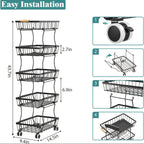 Stackable Metal Fruit & Veg Basket (4/5-Layer, Wheels)