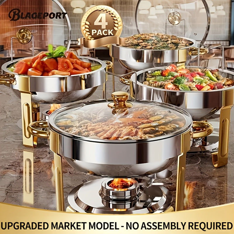 Titanium-Plated Stainless Steel Buffet Hot Pot Set (95% Pre-Assembled)