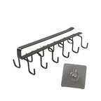Stainless Steel No-Punch Cup Hook Rack (12-Hook Double-Row)