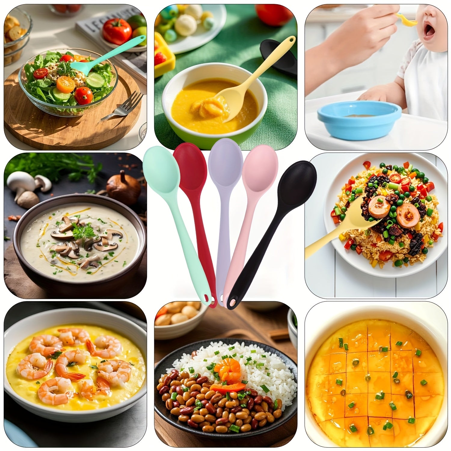 Heat-Resistant Non-Stick Silicone Spoons (Set of 4)