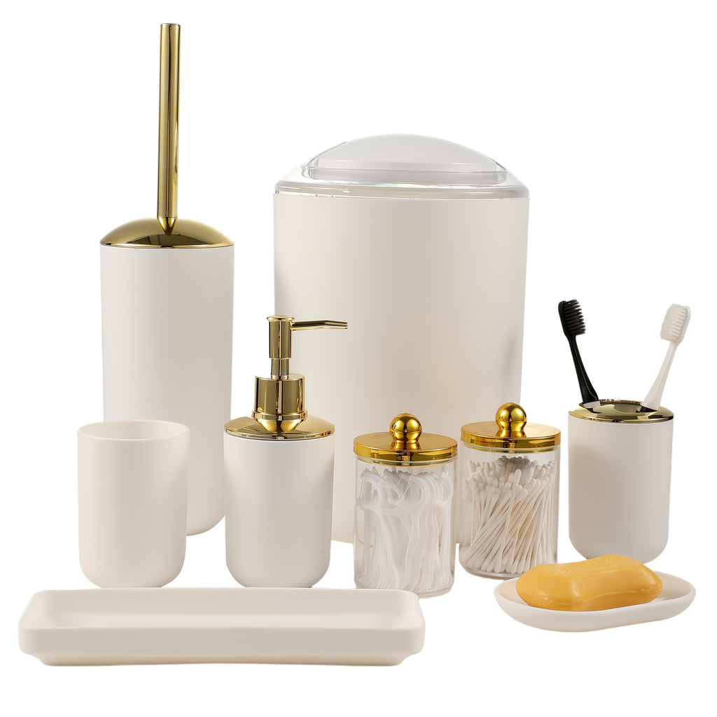 Durable Plastic 9-Piece Bathroom Accessory Set