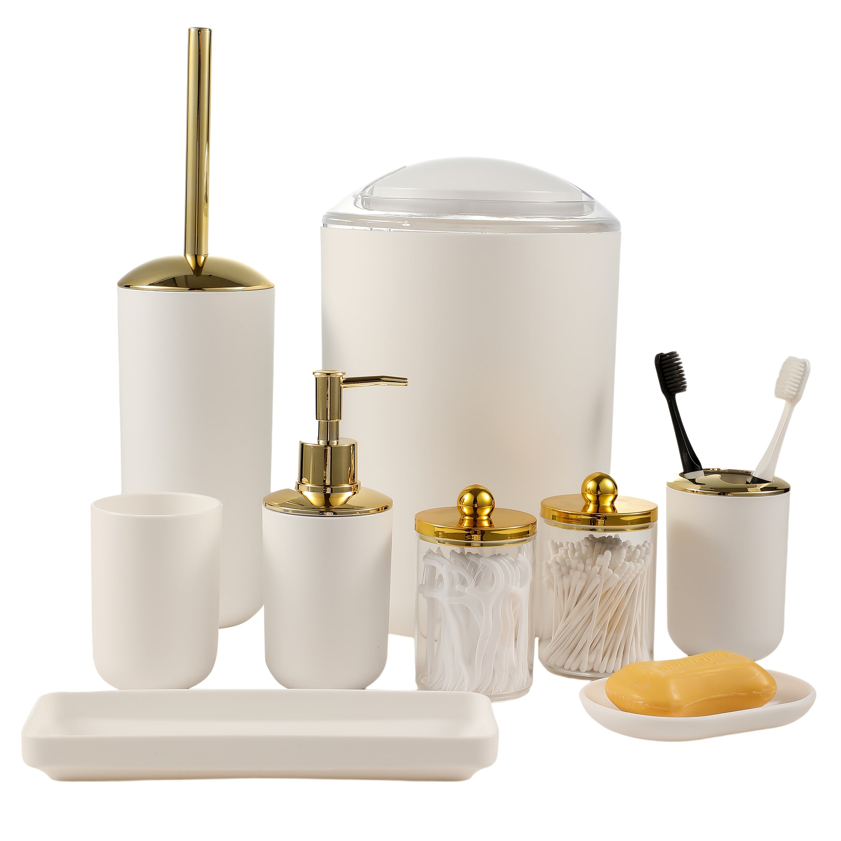 Durable Plastic 9-Piece Bathroom Accessory Set