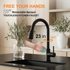 Touchless Motion Sensor Brushed Stainless Pull-Down Kitchen Faucet (Battery Powered)