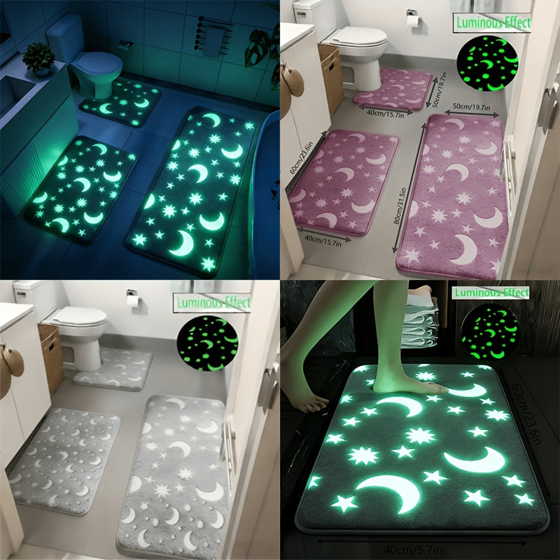 Glow-In-The-Dark Non-Slip & Machine-Washable Bath Mat (Set of 3)