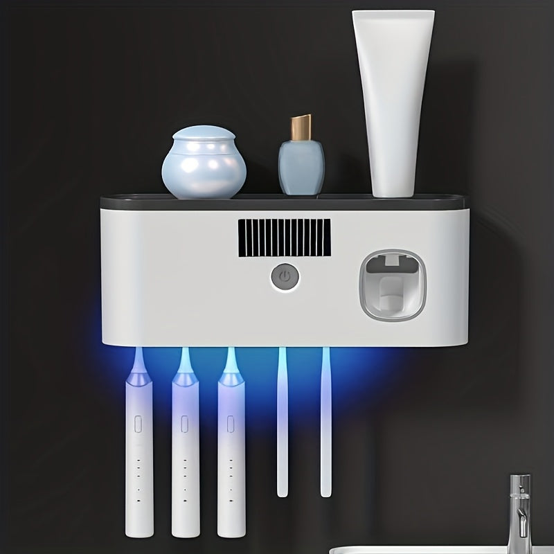 Wall-Mounted USB-Rechargeable Automatic Toothpaste Dispenser & Toothbrush Organizer (5-Slot)