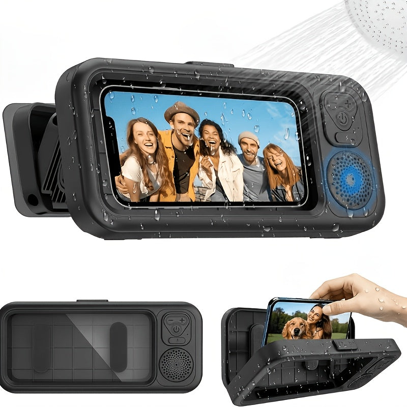 Water-Resistant 360° Rotating Shower Speaker & Phone Holder (Fits 4–6.8" Phones)