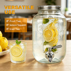 Glass Fruit Infuser & Ice Cylinder Beverage Dispenser (Set of 2, 1 Gallon)