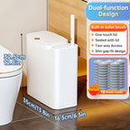 Space-Saving Pull-Out Trash Can & Toilet Brush Set (With Disposable Heads)