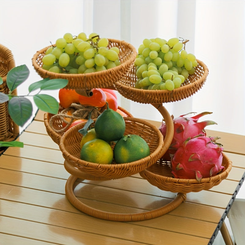 Food-Safe Stackable Rattan-Style Fruit & Snack Basket