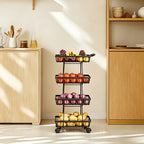 Stackable Metal Fruit & Veg Basket (4/5-Layer, Wheels)