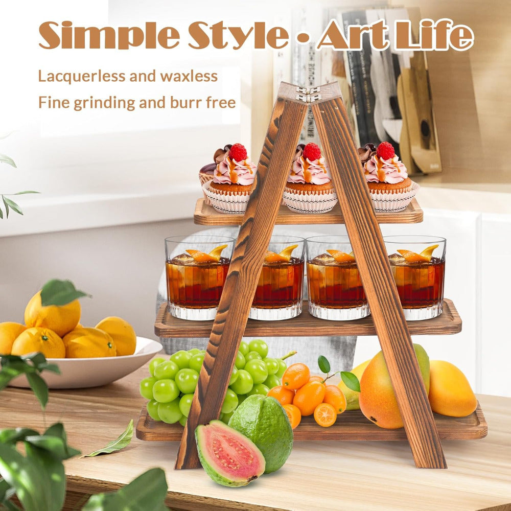 Solid Wood 3-Tier Ladder-Style Dessert Stand