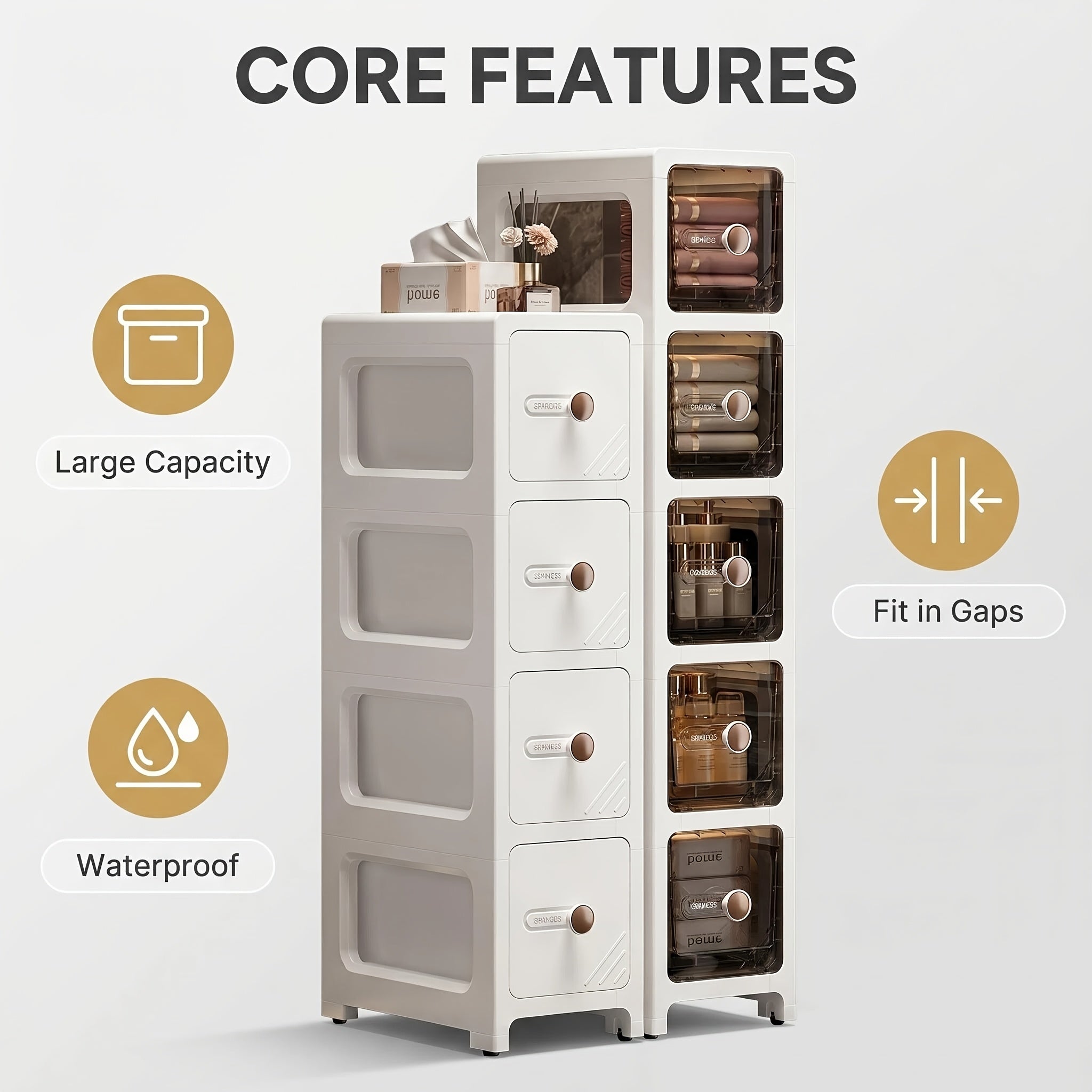 Slim Space-Saving Slide-Out Gap Shelf (4-Tier)