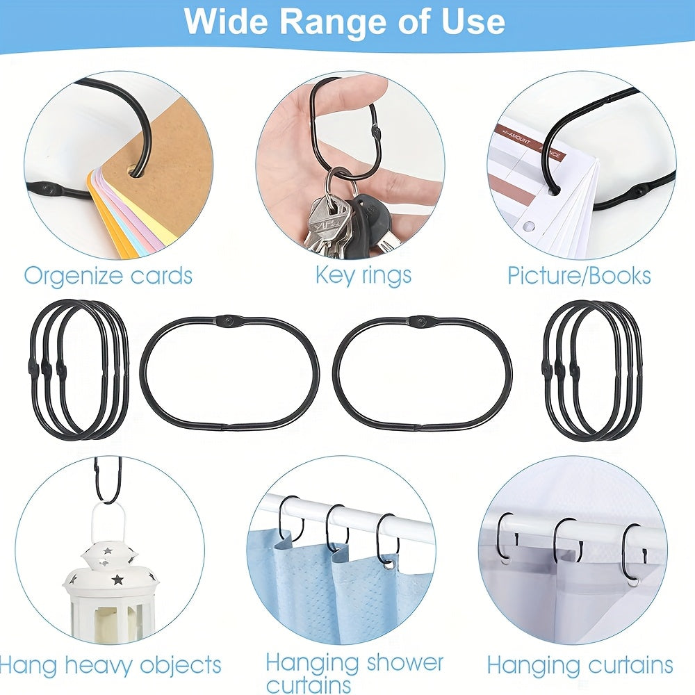 Rust-Resistant Anti-Tangle Oval Snap Shower Curtain Rings (Set of 13)