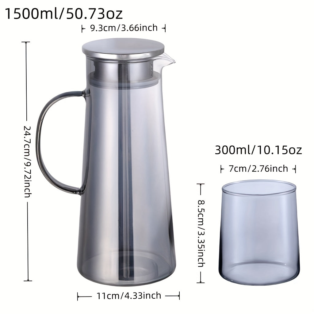 Heat-Resistant Borosilicate Glass Jug & Cup Set (Set of 5 or 7)