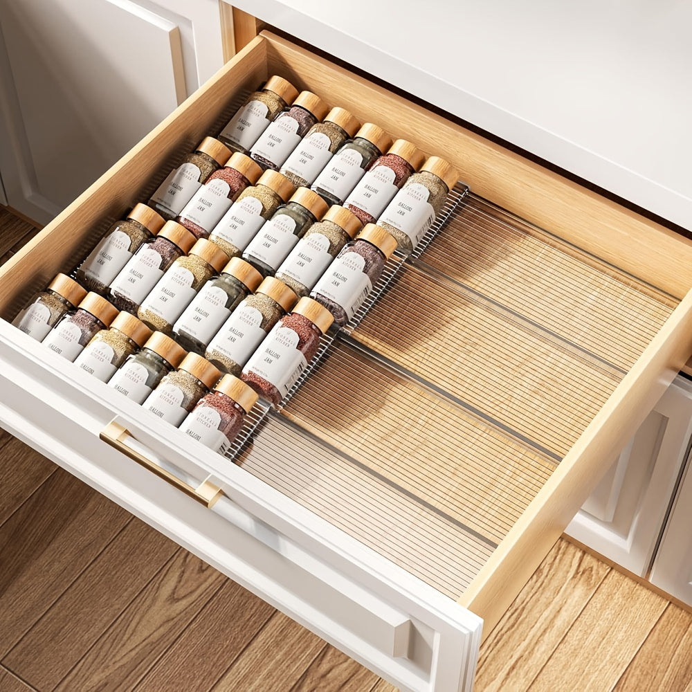 Expandable & Retractable Transparent Acrylic Spice Organizer (2-Tier)