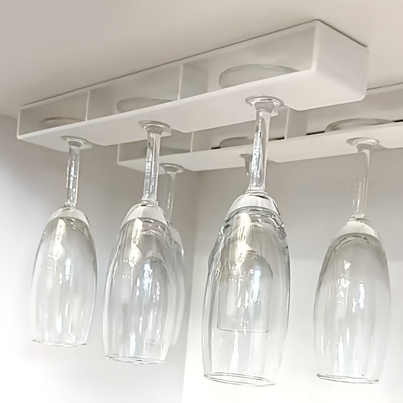 No-Drill Space-Saving Under-Cabinet Wine Glass Rack
